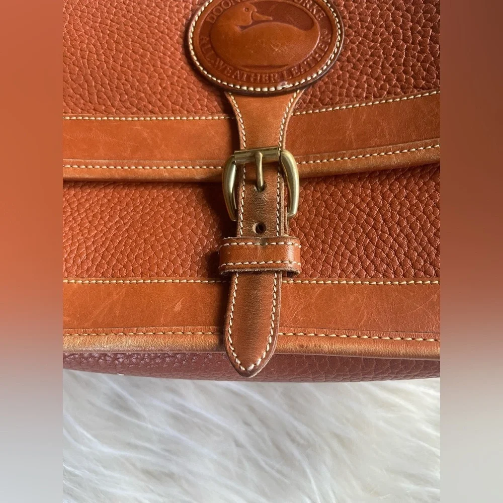 Dooney And & Bourke All Weather Pebble Leather Brown Crossbody Bag Made In USA